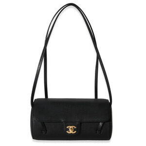 Chanel 26P Black Grained Shiny Calfskin Small Bowling Bag